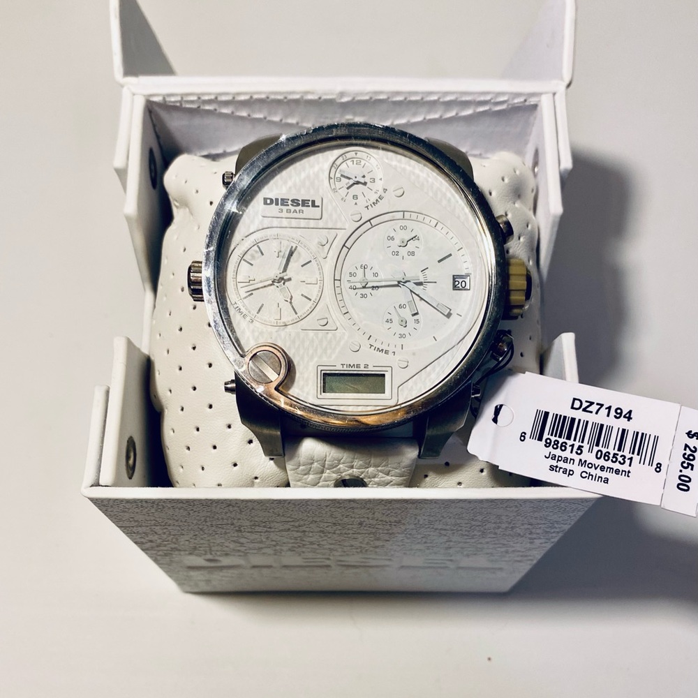 Diesel DZ7194 white analog/digital ip quad zone chronograph watch- Mens watch